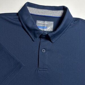 Twillory Athleisure Performance Polo Shirt Mens XL Navy Blue Short Sleeve Golf